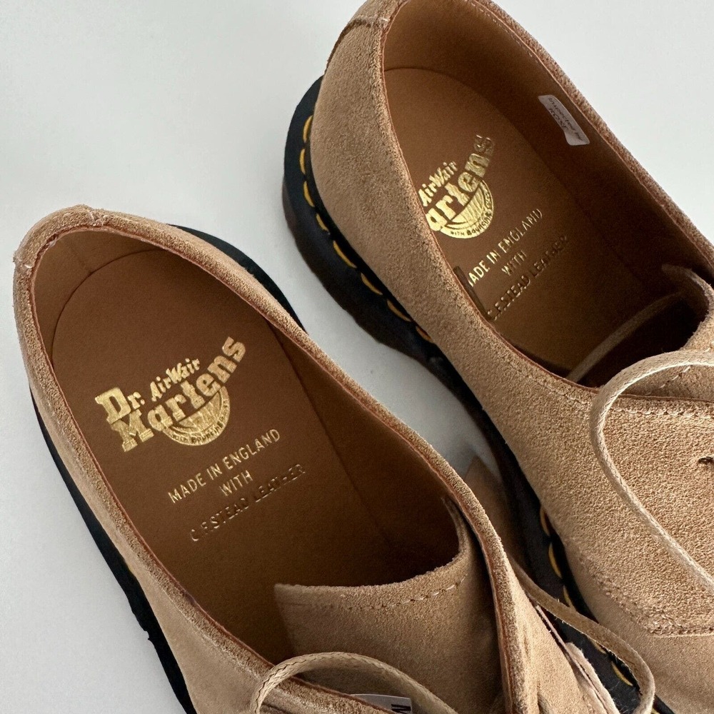 NEW Dr Martens Oxford Mens UK Doc Suede Leather Beige 1461 C.F. Steads England - Picture 11 of 13